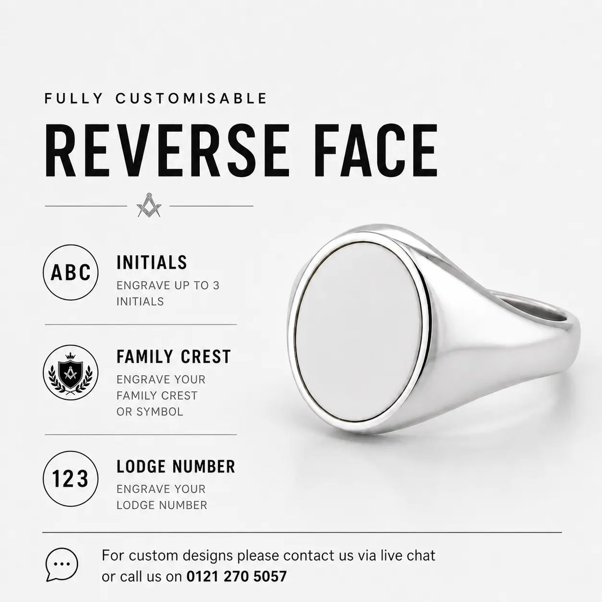 Reversible Silver Rings Hallmarked Solid Silver Reversible Royal Black Preceptor Ring