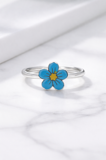 Solid 925 Silver Forget Me Not Ring