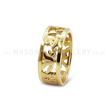 Masonic Wedding Ring in Solid 9ct Yellow Gold – Standard Weight (6.5mm)