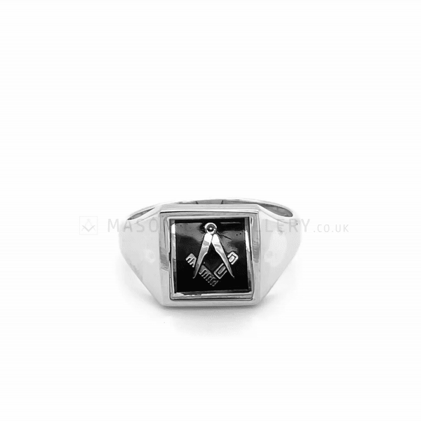 Silver Reversible Square Head Square and Compass Masonic Ring