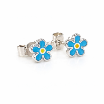 solid 925 Silver forget me not Stud Earrings
