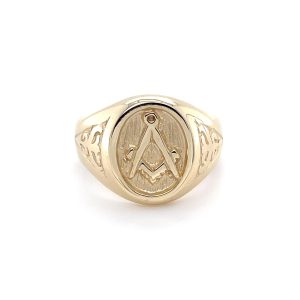 9ct yellow gold craft acacia masonic ring