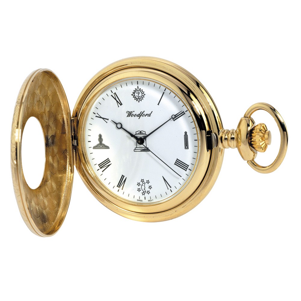 Gold Plated Quartz Masonic Pocket Watch