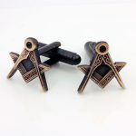 Antique Bronze Effect Masonic Cufflinks with Square & Compass