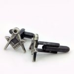 Antique Silver Effect Cufflinks with Square & Compass Symbols