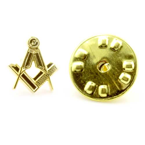 Gilt Metal Square & Compass Masonic Lapel or Tie Pin