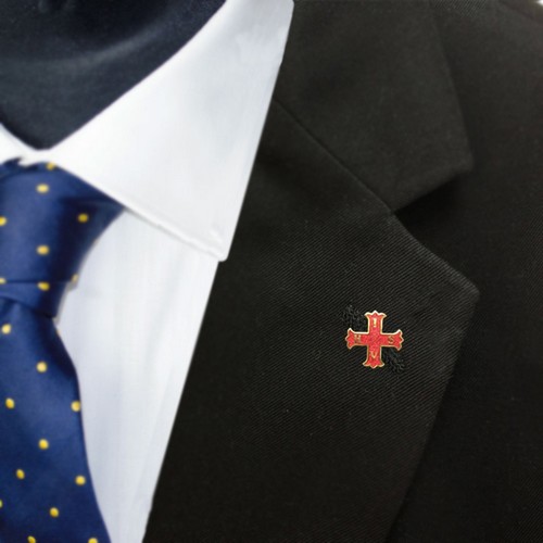 Gilt Metal and Enamel Red Cross of Constantine Masonic Lapel Pin