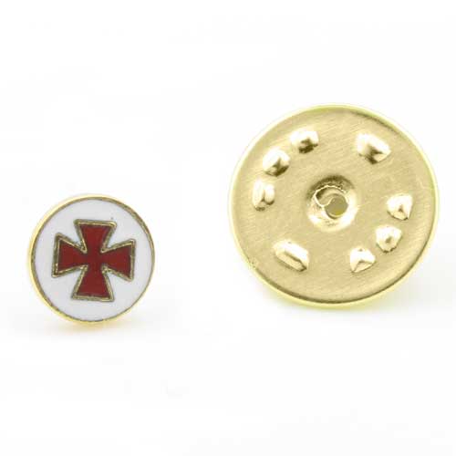Gilt Metal and Enamel Knights Templer Masonic Lapel Pin (or Badge)
