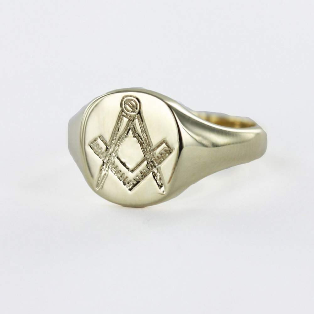 9ct Yellow Gold Square And Compass Masonic Signet Ring Masonic Jewellery Birmingham Uk