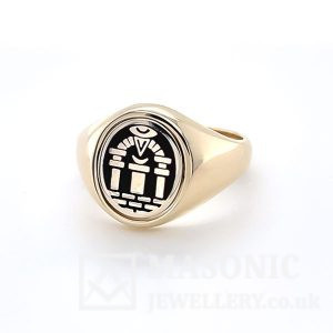 9ct yellow gold royal arch pillars of boaz and jachin ring