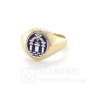 9ct yellow gold royal arch masonic ring blue