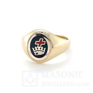 9ct yellow gold royal black constitution ring
